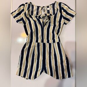 Women’s Hollister Navy, Yellow & White Striped Girls One-Piece Romper